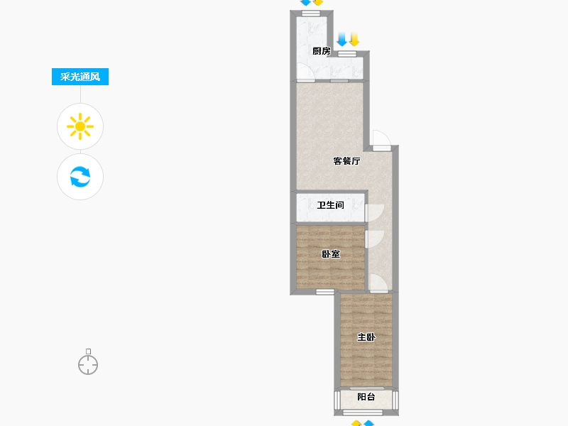 北京-北京市-安翔里-60.80-户型库-采光通风