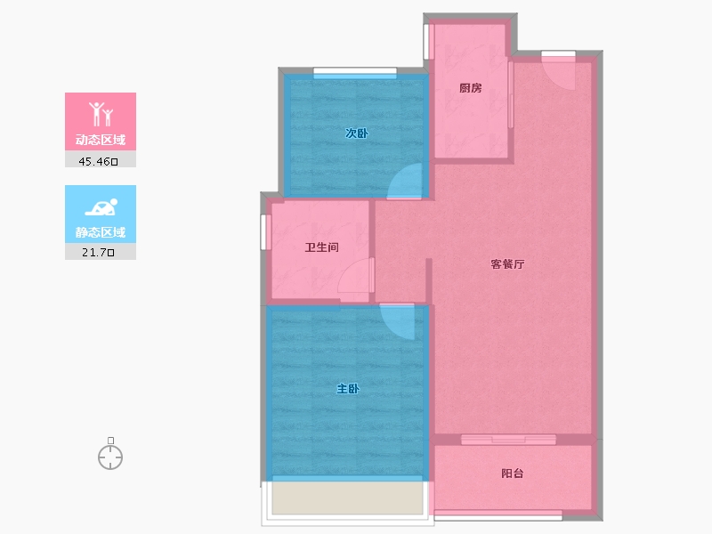 浙江省-温州市-万科映星河-60.00-户型库-动静分区