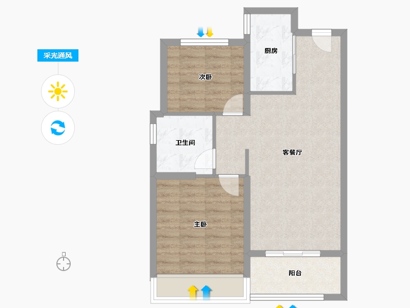 浙江省-温州市-万科映星河-60.00-户型库-采光通风