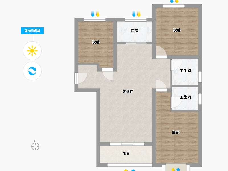 河北省-沧州市-逸成学府-93.00-户型库-采光通风