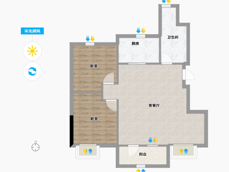 辽宁省-大连市-泰达星辰四季-70.57-户型库-采光通风