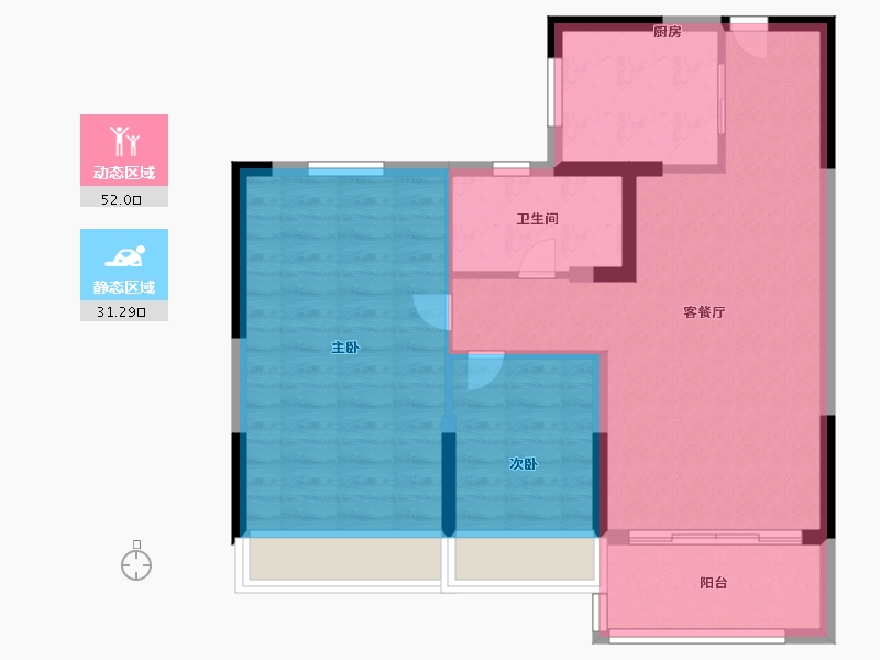 江苏省-镇江市-碧桂园凤凰城-75.00-户型库-动静分区