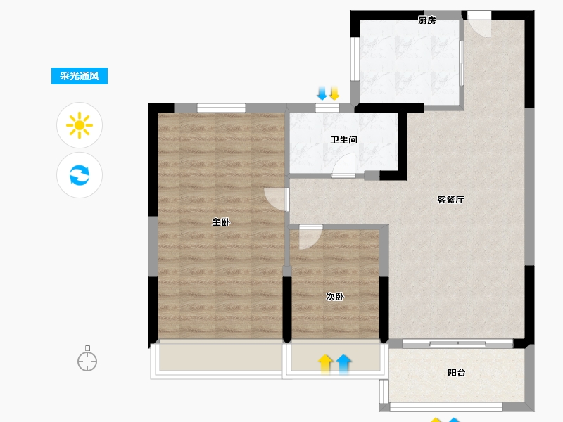 江苏省-镇江市-碧桂园凤凰城-75.00-户型库-采光通风