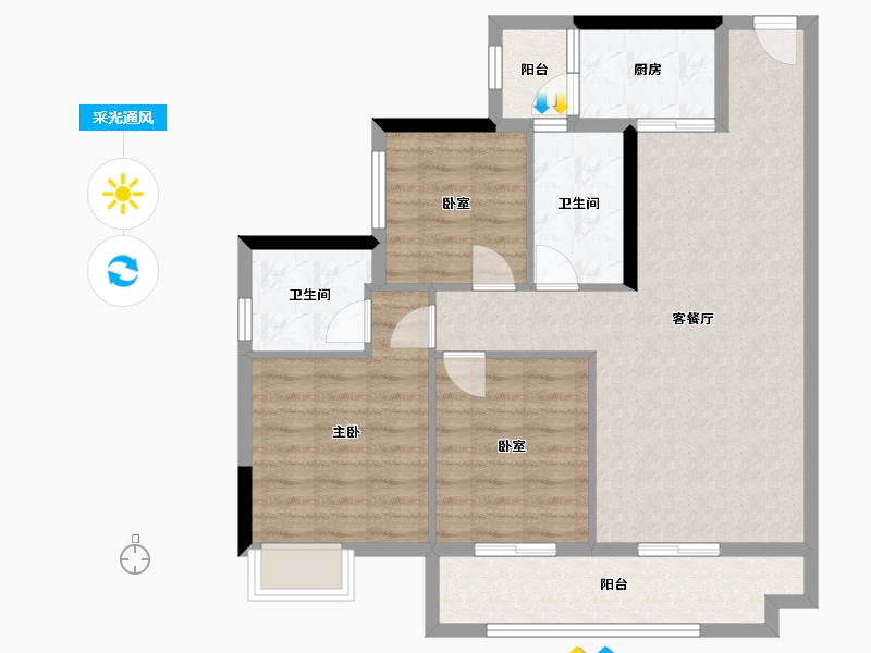 贵州省-遵义市-阳光城溪山悦-87.93-户型库-采光通风