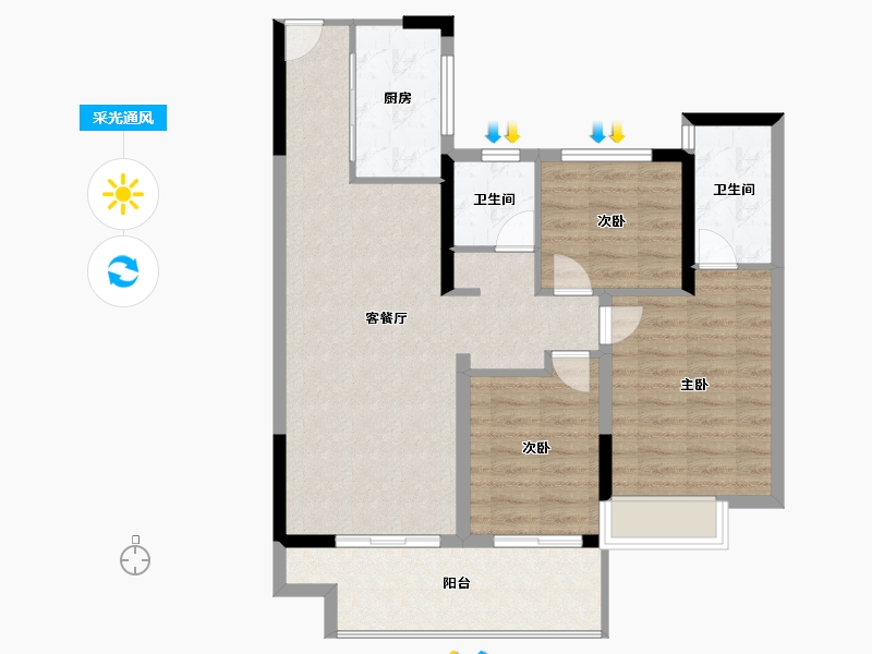 江西省-上饶市-湖城春晓-85.00-户型库-采光通风