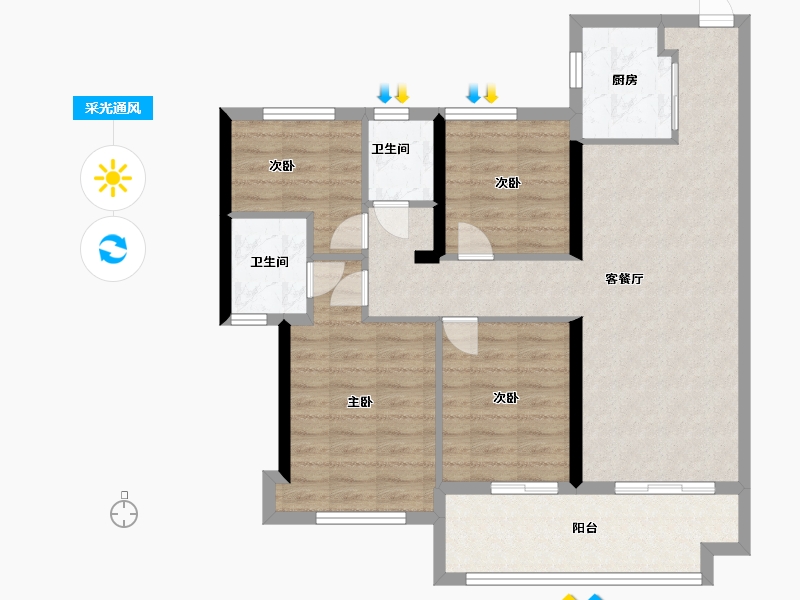 福建省-泉州市-隆恩悦城-86.40-户型库-采光通风