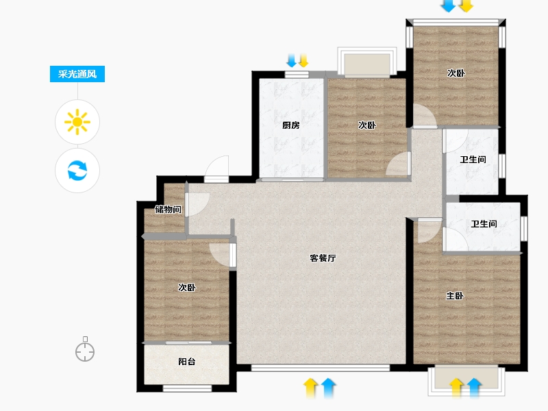 福建省-厦门市-湿地公园TOD璞瑞-114.00-户型库-采光通风