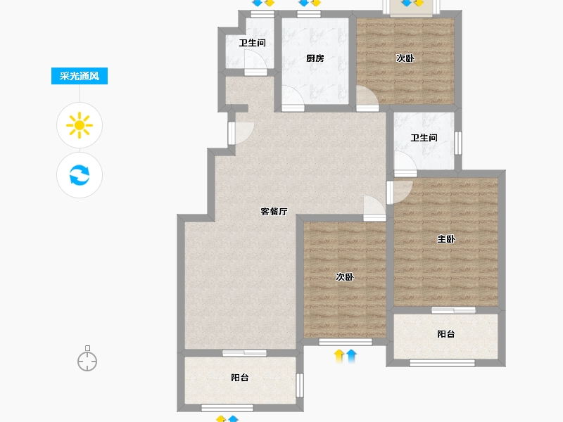 安徽省-巢湖市-迎宾首府-93.60-户型库-采光通风