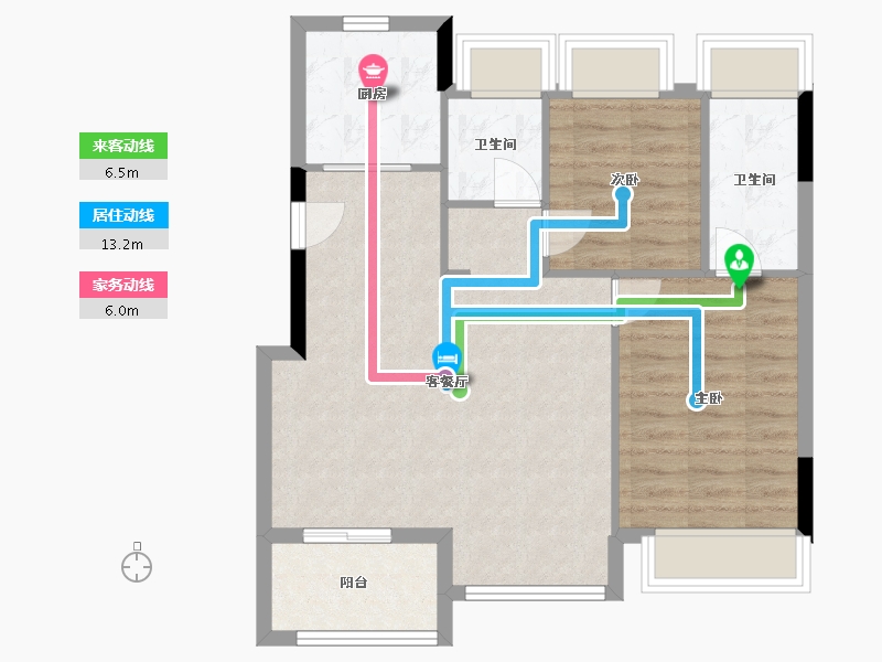 江苏省-苏州市-正荣西津月-73.60-户型库-动静线