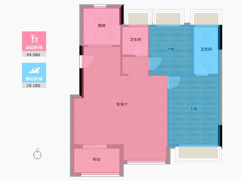 江苏省-苏州市-正荣西津月-73.60-户型库-动静分区