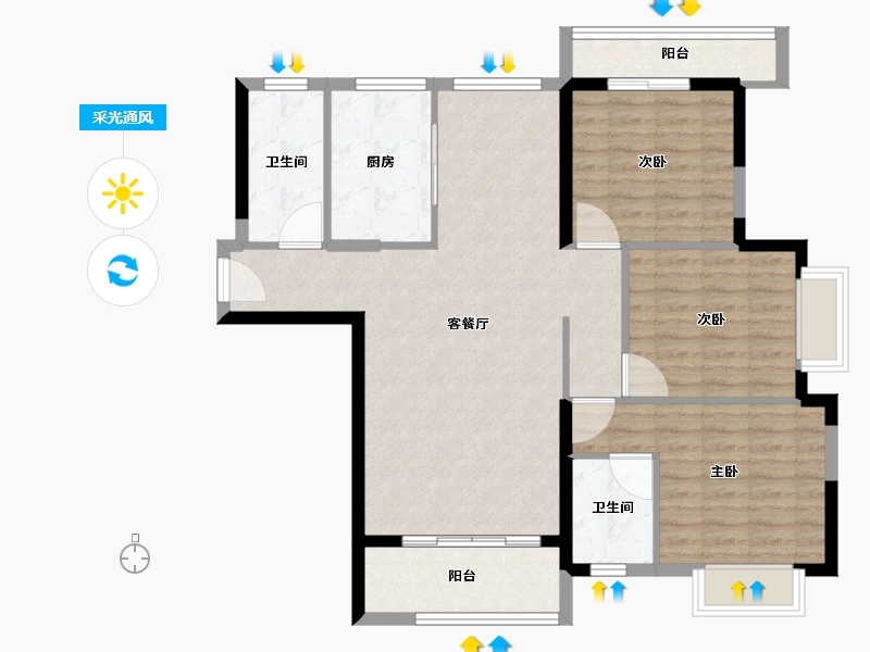 福建省-泉州市-城建·江南里-98.00-户型库-采光通风