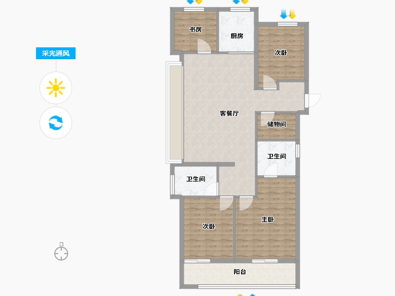 浙江省-杭州市-滨江大家招商锦翠金宸府-110.00-户型库-采光通风