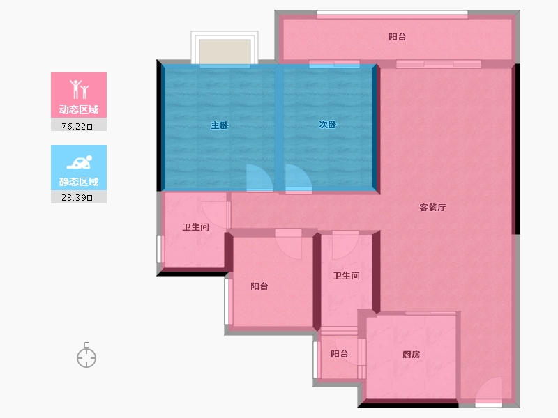 广东省-中山市-锦绣海湾城-88.45-户型库-动静分区