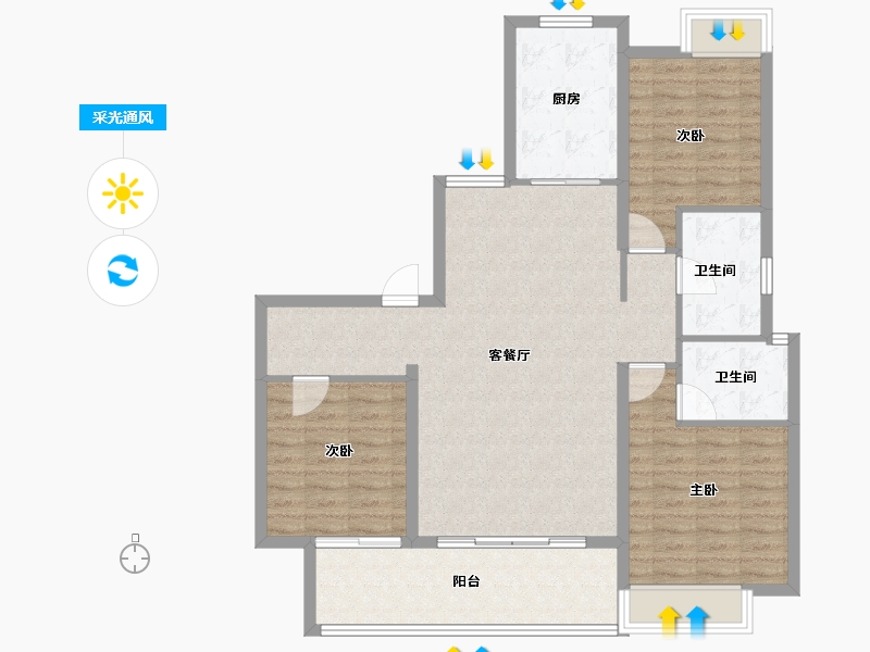 江西省-上饶市-湖城春晓-106.00-户型库-采光通风