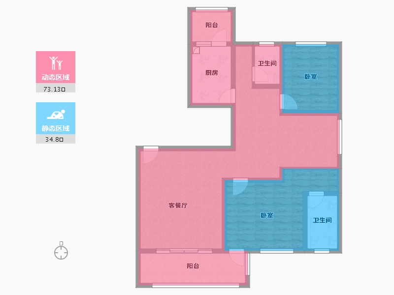 四川省-成都市-钱江凤凰城-95.67-户型库-动静分区