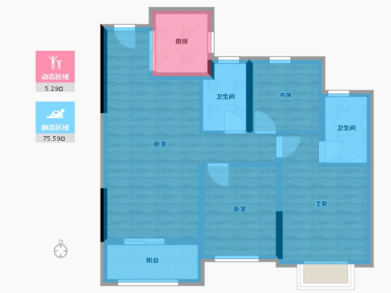 浙江省-台州市-德信·观澜府-71.44-户型库-动静分区