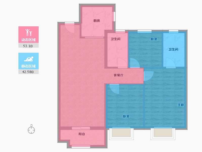 陕西省-西安市-奥园誉峯-86.39-户型库-动静分区