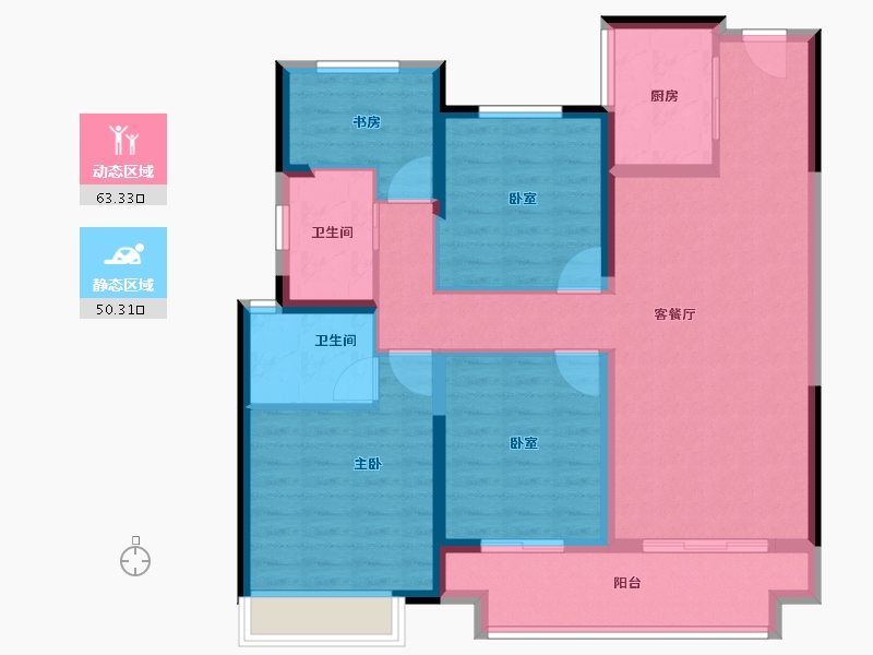 浙江省-温州市-永嘉中梁天宸-101.60-户型库-动静分区