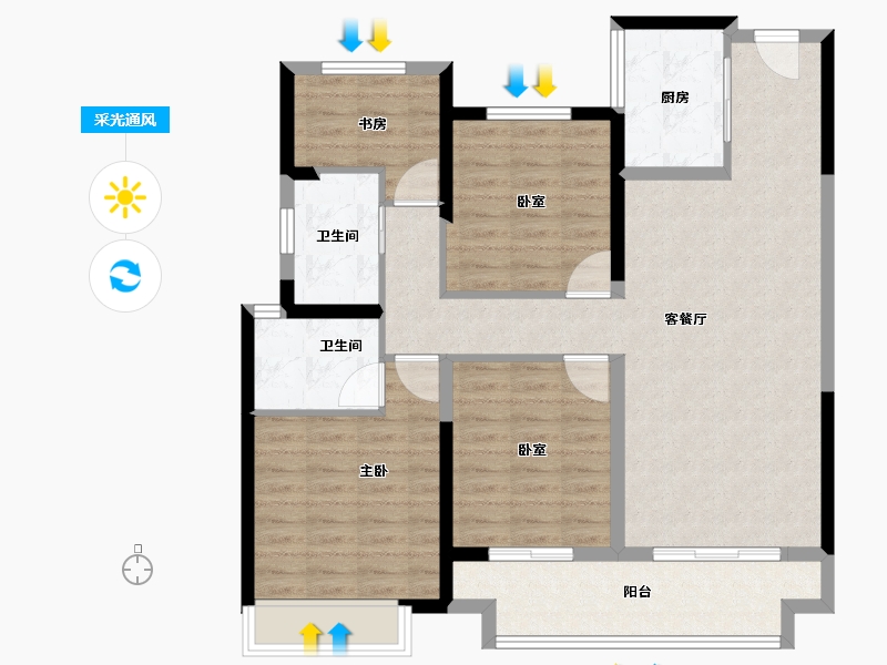 浙江省-温州市-永嘉中梁天宸-101.60-户型库-采光通风