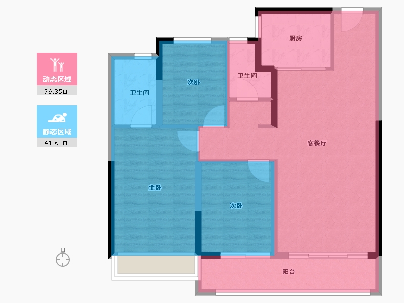 陕西省-西安市-华润置地港悦城-91.00-户型库-动静分区