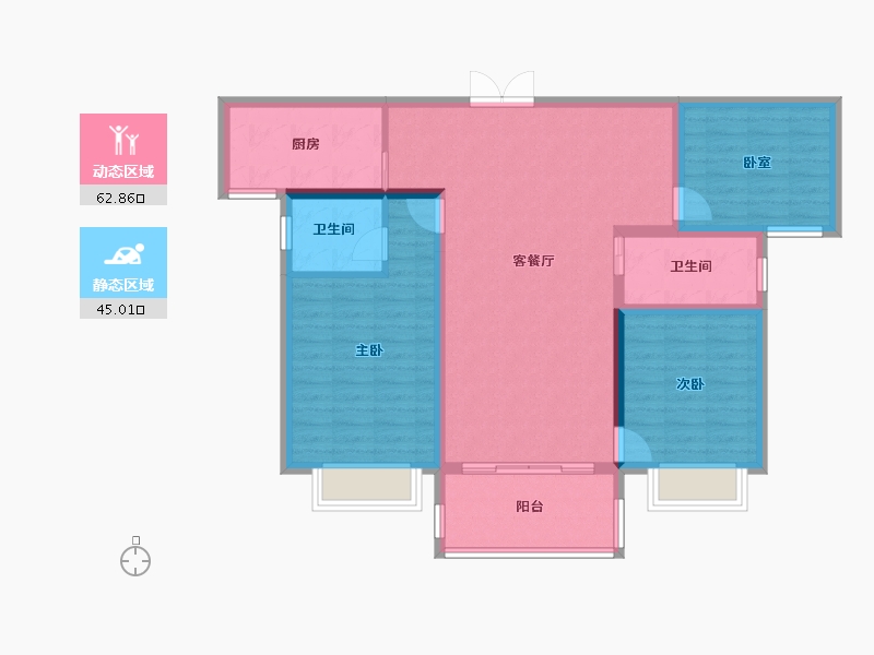 陕西省-商洛市-柳林春晓-96.80-户型库-动静分区