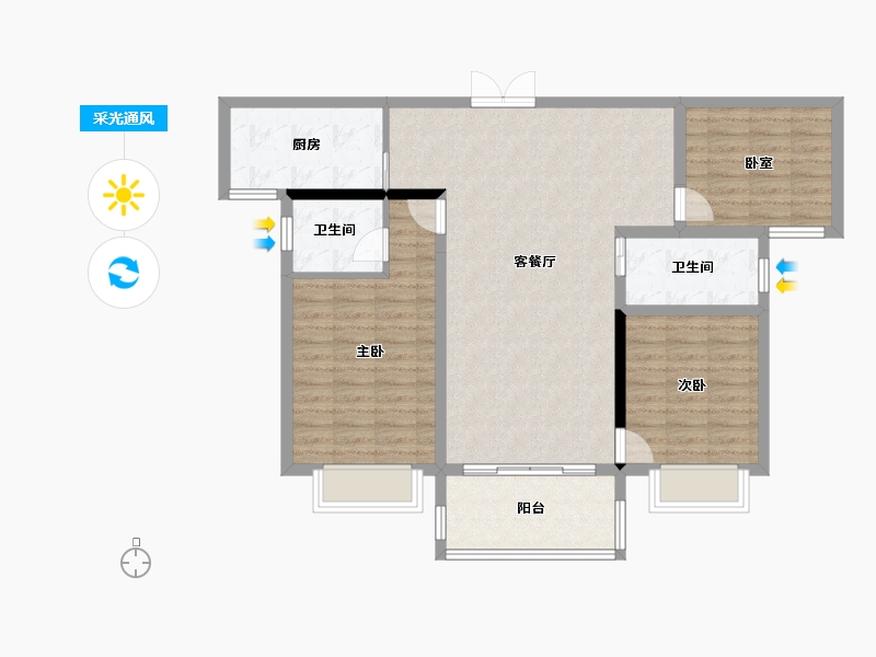 陕西省-商洛市-柳林春晓-96.80-户型库-采光通风