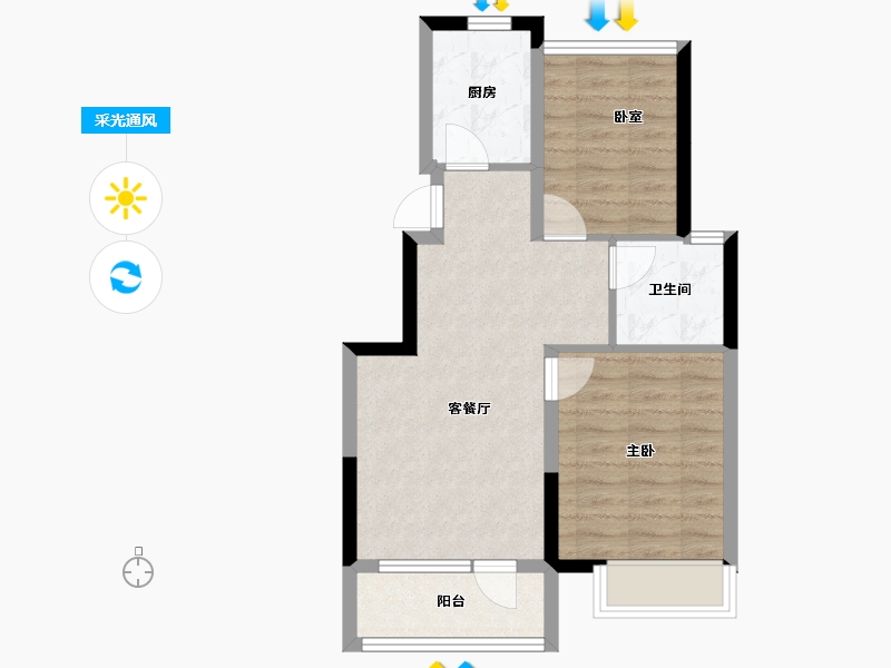 辽宁省-大连市-泰达星辰四季-55.52-户型库-采光通风