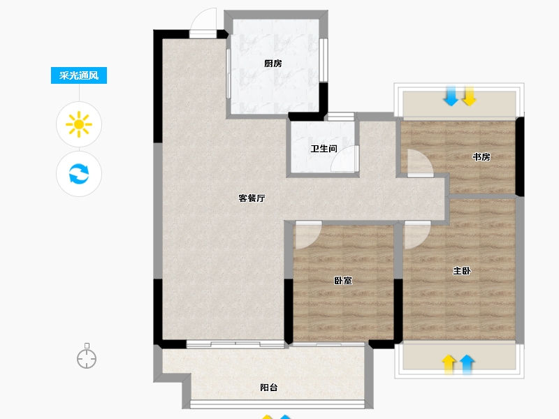 江苏省-淮安市-清河印-80.00-户型库-采光通风