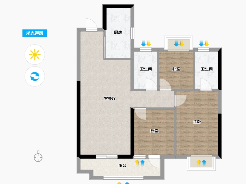 湖北省-武汉市-景瑞未来悦-79.40-户型库-采光通风