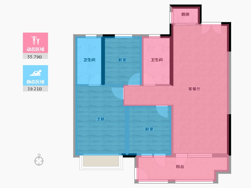 山东省-烟台市-芝罘吾悦广场-85.67-户型库-动静分区