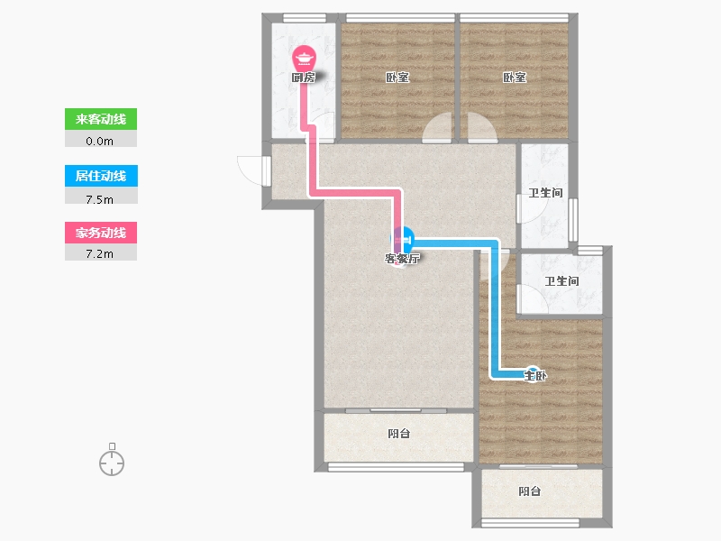 陕西省-宝鸡市-沣源名居-90.67-户型库-动静线