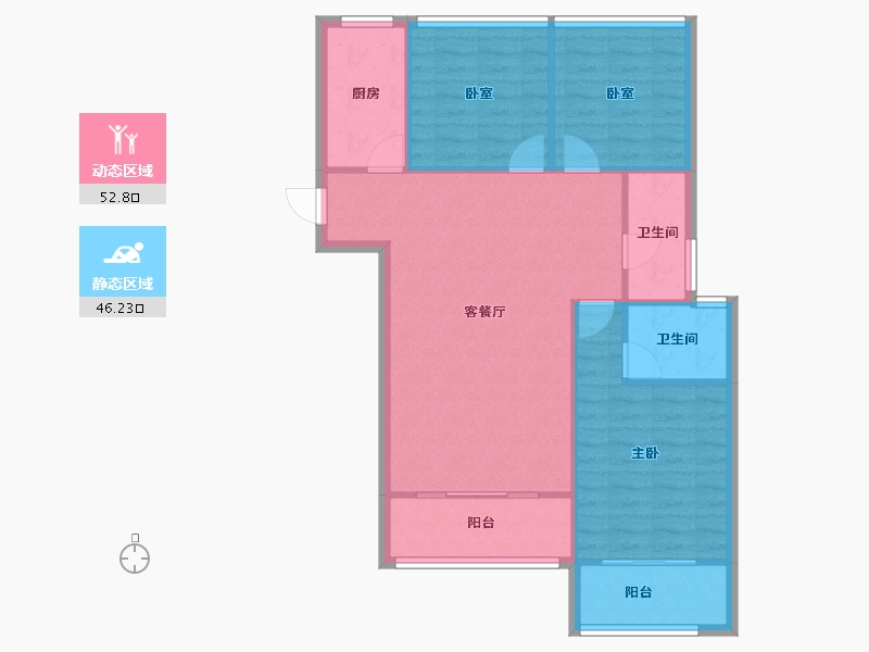 陕西省-宝鸡市-沣源名居-90.67-户型库-动静分区