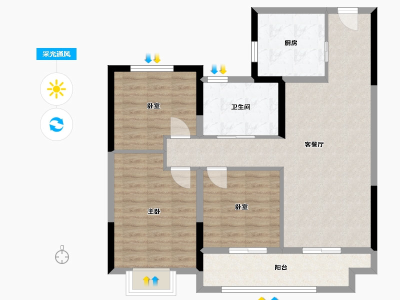 陕西省-榆林市-德通·葭州府-86.48-户型库-采光通风