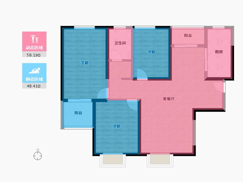 陕西省-西安市-星雨华府-94.87-户型库-动静分区