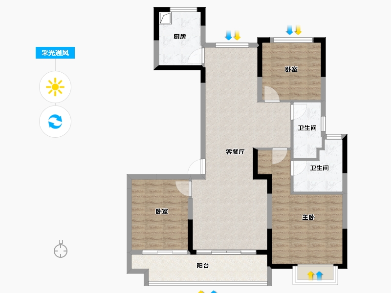 辽宁省-阜新市-城樾大境-104.00-户型库-采光通风