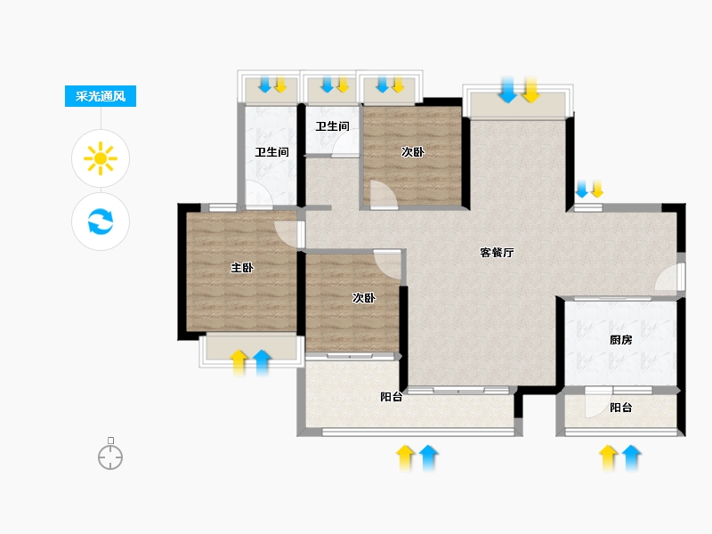 海南省-海口市-龙岸·君粼-110.00-户型库-采光通风