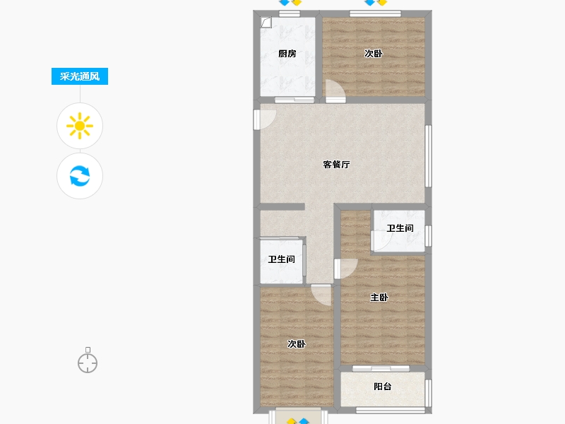 山东省-聊城市-冯营新村-102.40-户型库-采光通风