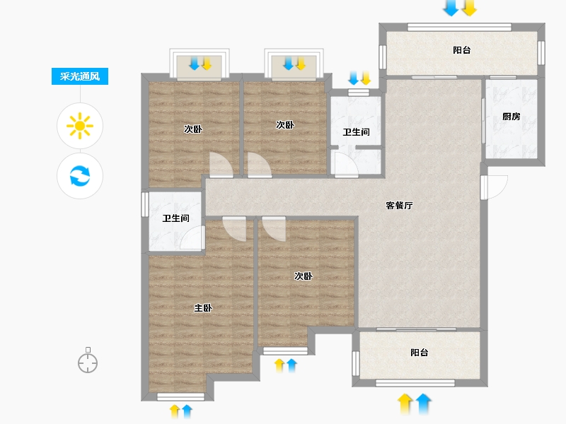 湖南省-长沙市-建发 中央公园-113.24-户型库-采光通风