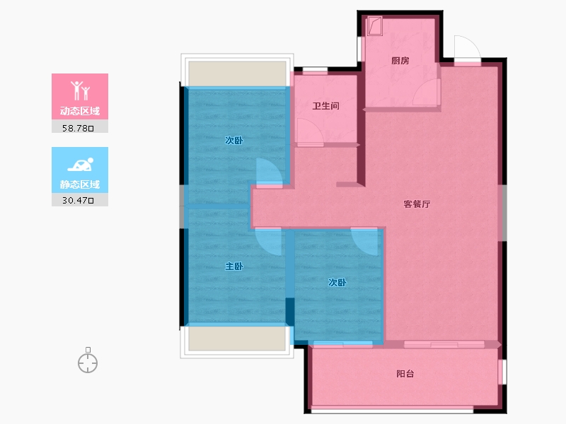 宁夏回族自治区-银川市-云湖府-80.00-户型库-动静分区