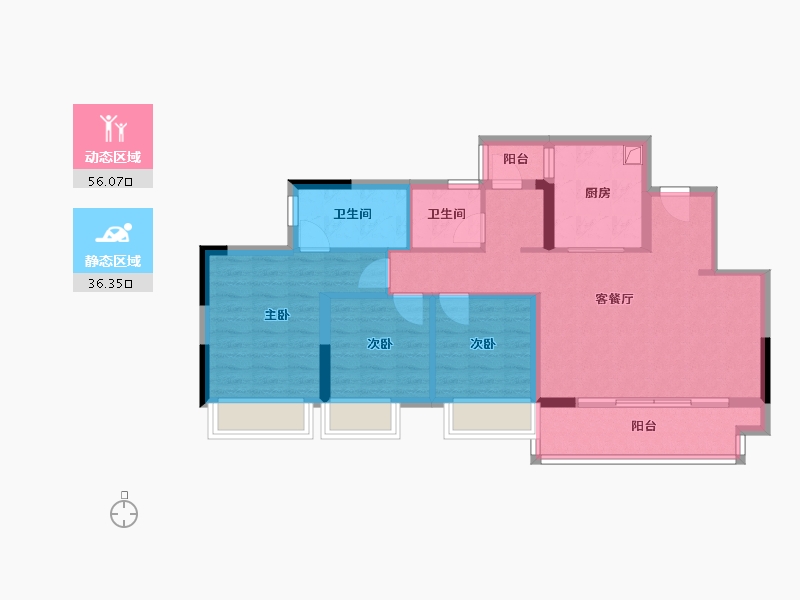 重庆-重庆市-龙湖-86.00-户型库-动静分区