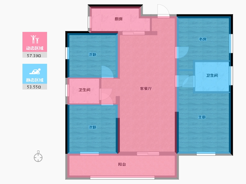 湖南省-长沙市-金富湘江悦城-103.61-户型库-动静分区