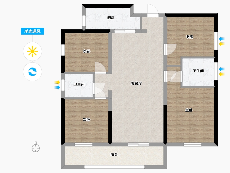 湖南省-长沙市-金富湘江悦城-103.61-户型库-采光通风