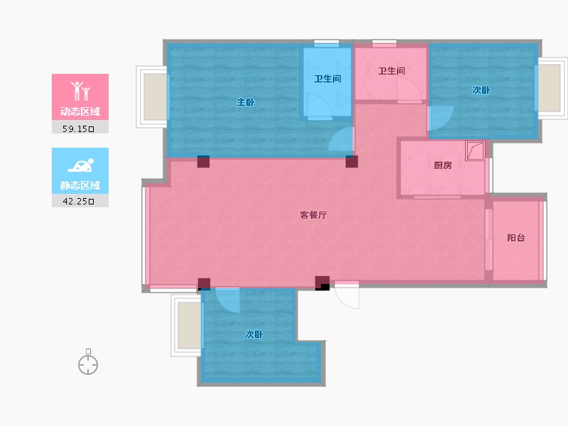 福建省-泉州市-南洋壹号-94.40-户型库-动静分区