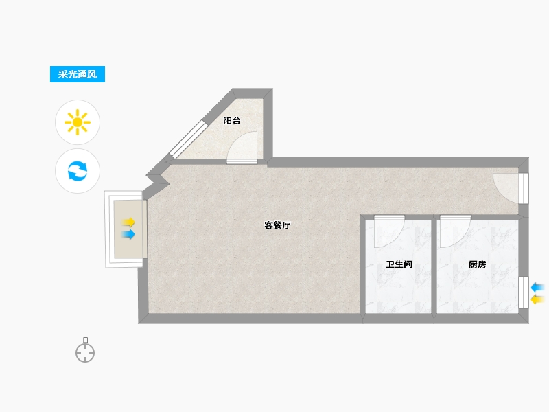 陕西省-西安市-民乐园万达8号-40.53-户型库-采光通风