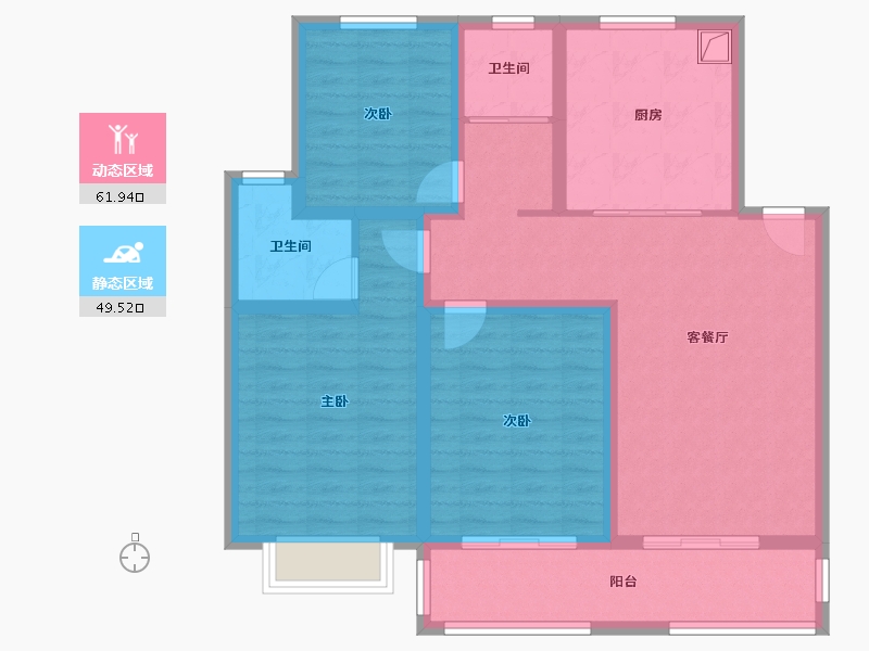 江苏省-南通市-东方花园-110.18-户型库-动静分区