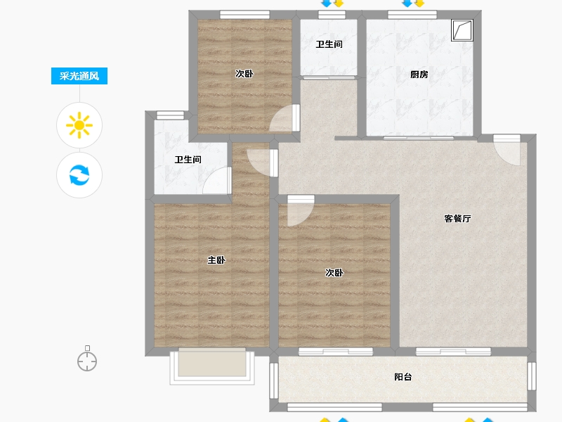 江苏省-南通市-东方花园-110.18-户型库-采光通风