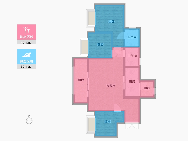 重庆-重庆市-海成御景上院-73.82-户型库-动静分区