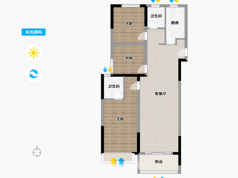 河南省-开封市-郑开橄榄城五期B区-103.46-户型库-采光通风