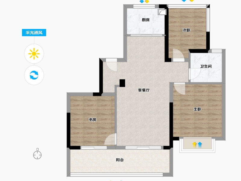 江苏省-泰州市-绿城桂语听澜轩-82.40-户型库-采光通风