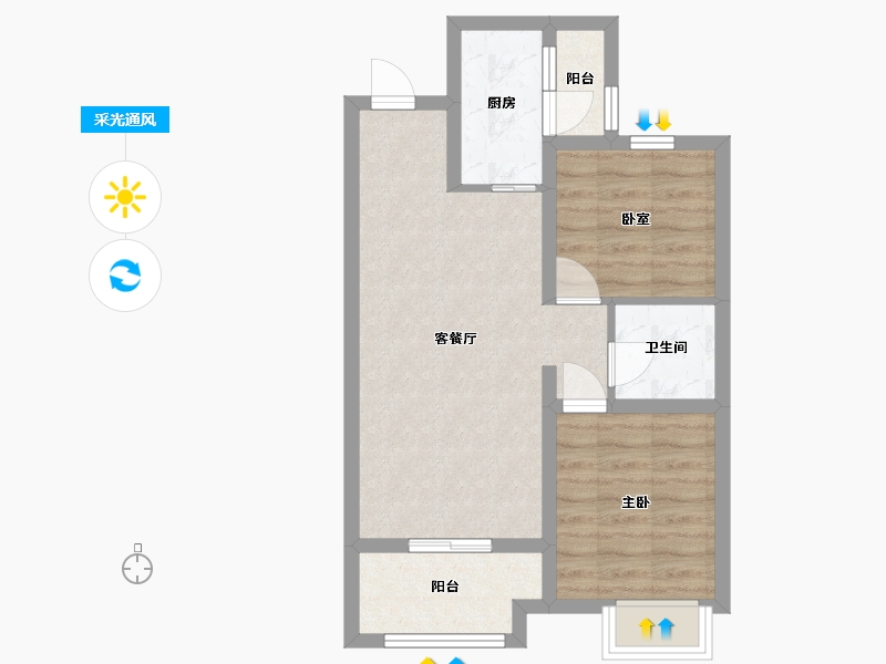 河北省-廊坊市-港中旅海泉湾-69.34-户型库-采光通风